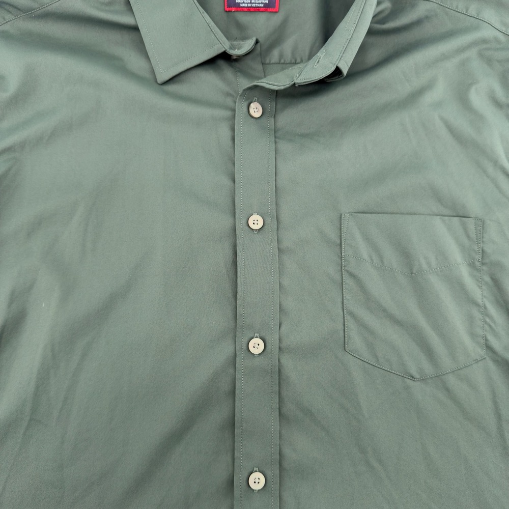 UNTUCKit Mens XL Sage Green Nylon Stretch Long Sleeve Button Down Shirt - Picture 3 of 5